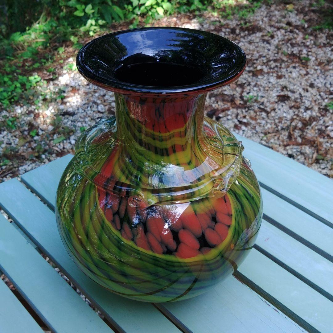 工芸品　ガラス花瓶　合わせガラス