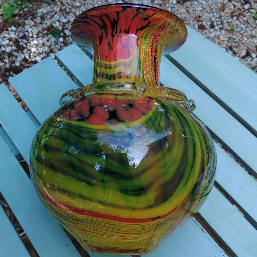 工芸品　ガラス花瓶　合わせガラス