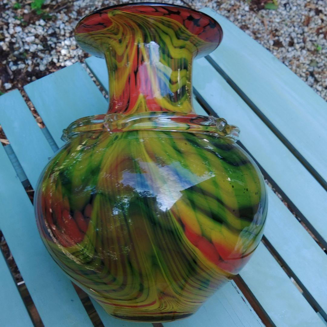 工芸品　ガラス花瓶　合わせガラス