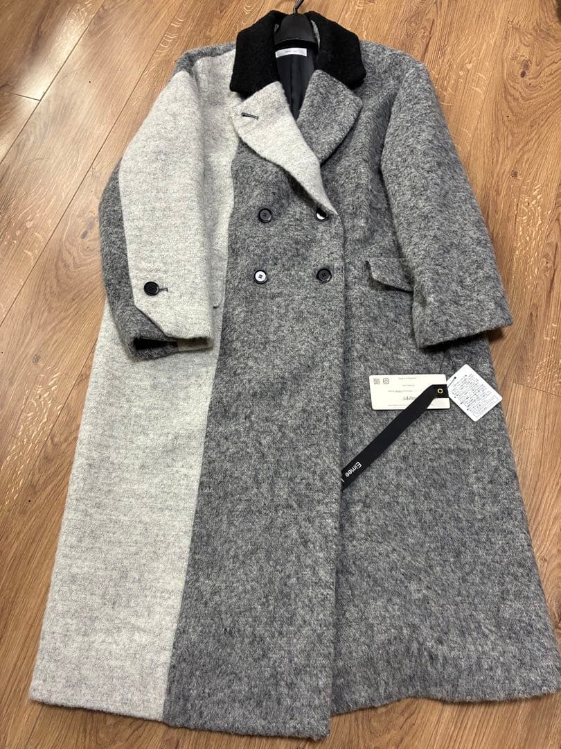 エイミーロウ　ミックスシャギー配色ロングコート