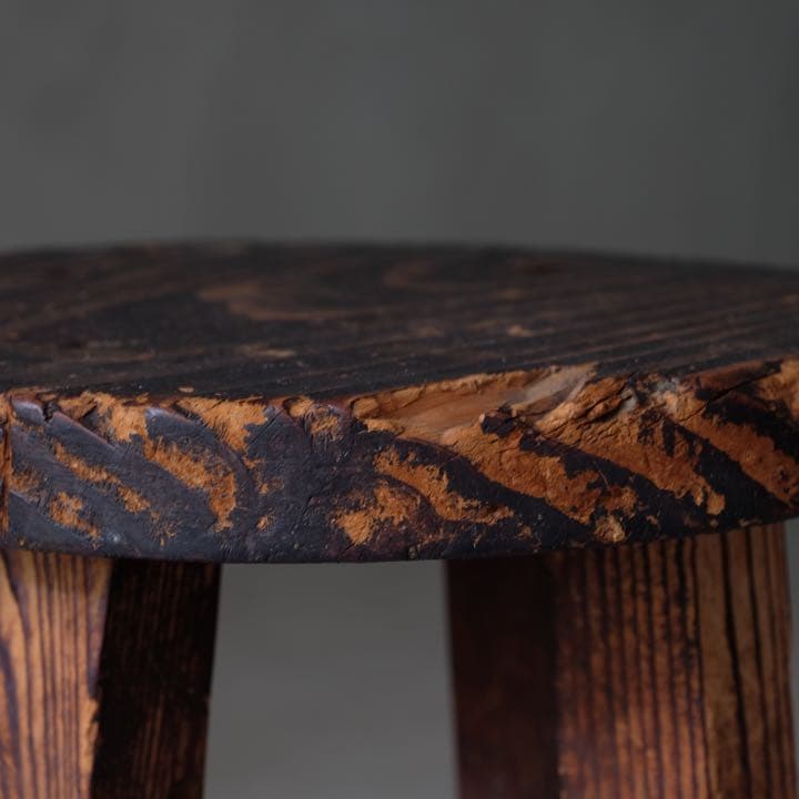 杉材 古い丸椅子　スツール チェア プリミティブ 古民具 骨董 古家具 古道具