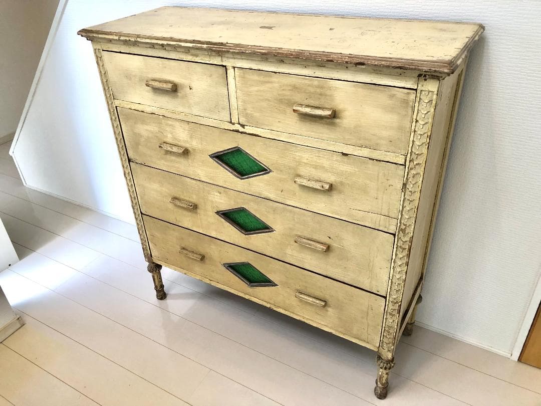 【フランス アンティーク家具】シャビーシック アンティークチェスト キャビネット