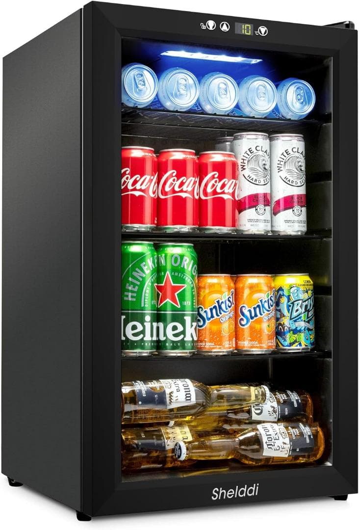 Shelddi 冷蔵庫 75L 透明ガラスドア 幅49cm 小型 ミニ おしゃれ