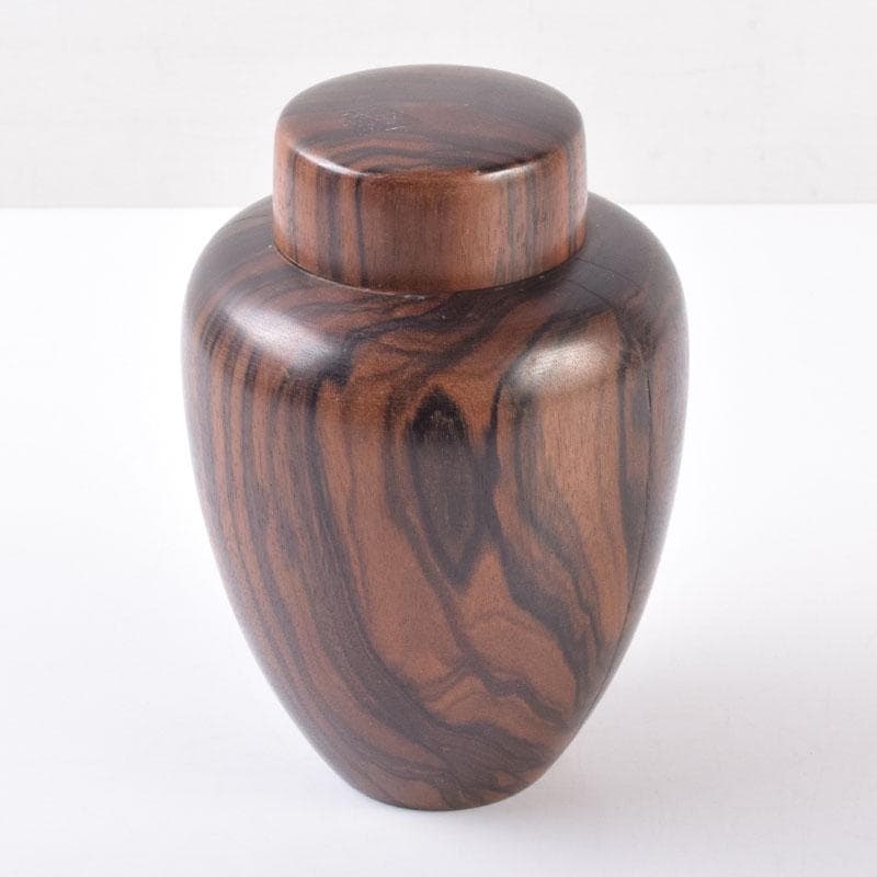 煎茶道具　天然木　黒柿製　無垢彫　綺麗な木目の茶壷　茶心壷　V　8476