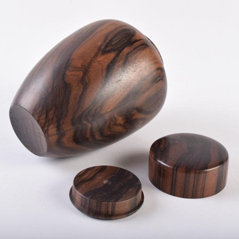 煎茶道具　天然木　黒柿製　無垢彫　綺麗な木目の茶壷　茶心壷　V　8476