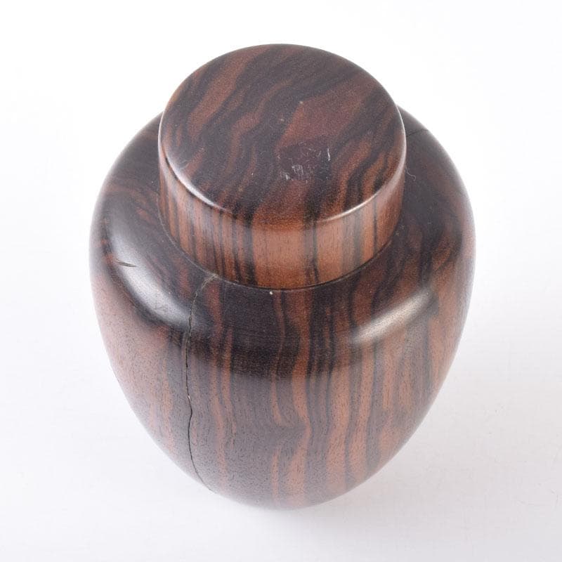 煎茶道具　天然木　黒柿製　無垢彫　綺麗な木目の茶壷　茶心壷　V　8476