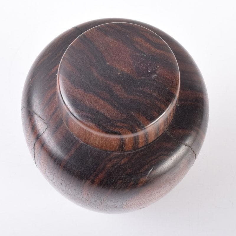 煎茶道具　天然木　黒柿製　無垢彫　綺麗な木目の茶壷　茶心壷　V　8476