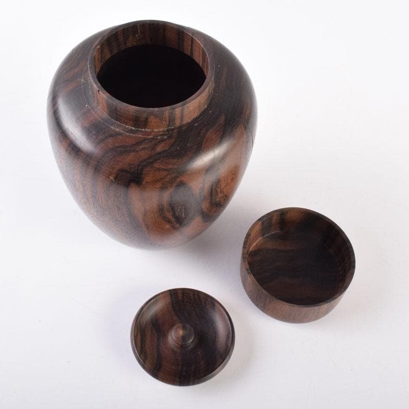 煎茶道具　天然木　黒柿製　無垢彫　綺麗な木目の茶壷　茶心壷　V　8476