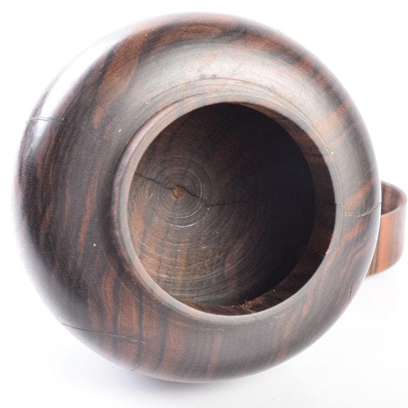 煎茶道具　天然木　黒柿製　無垢彫　綺麗な木目の茶壷　茶心壷　V　8476