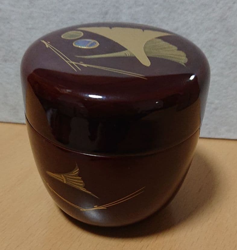 茶道具銀杏蒔絵中棗