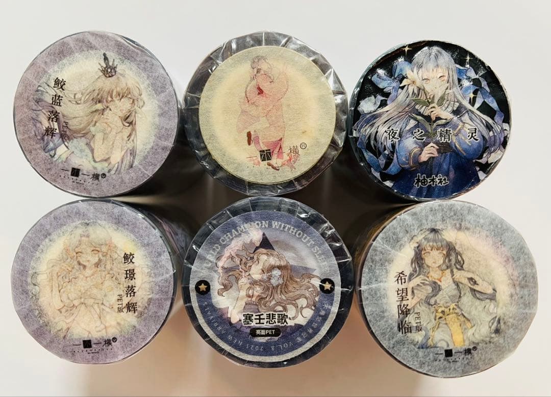 《在庫処分セール》海外　人物　マスキングテープ　墨魚 普通pet　6点