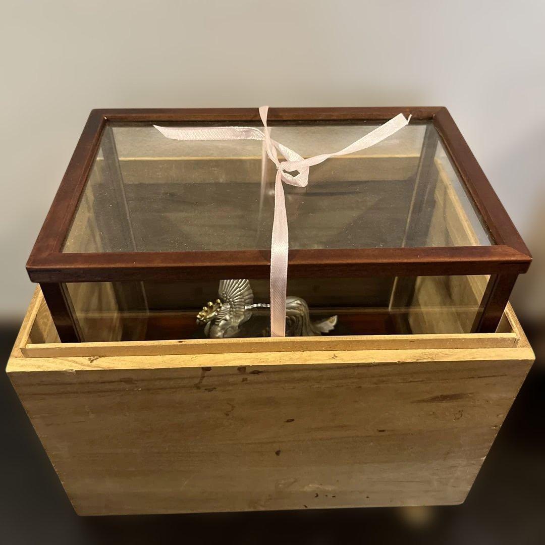 純銀製　鳳凰彫刻　木製ケース付き　共箱　送料無料