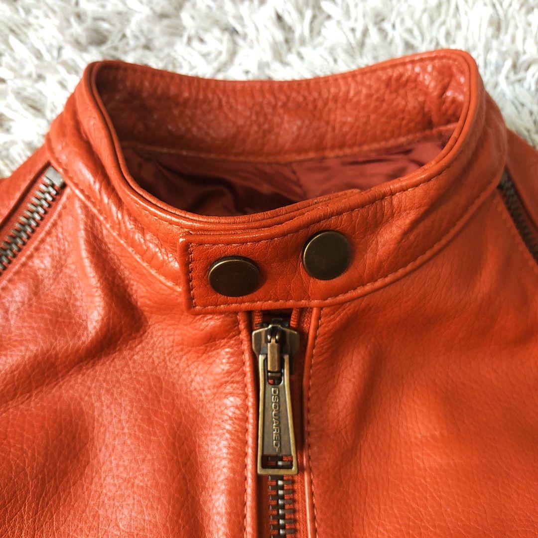 【オレンジ】dsquared2　レザージャケット　本革　牛　ディースクエアード