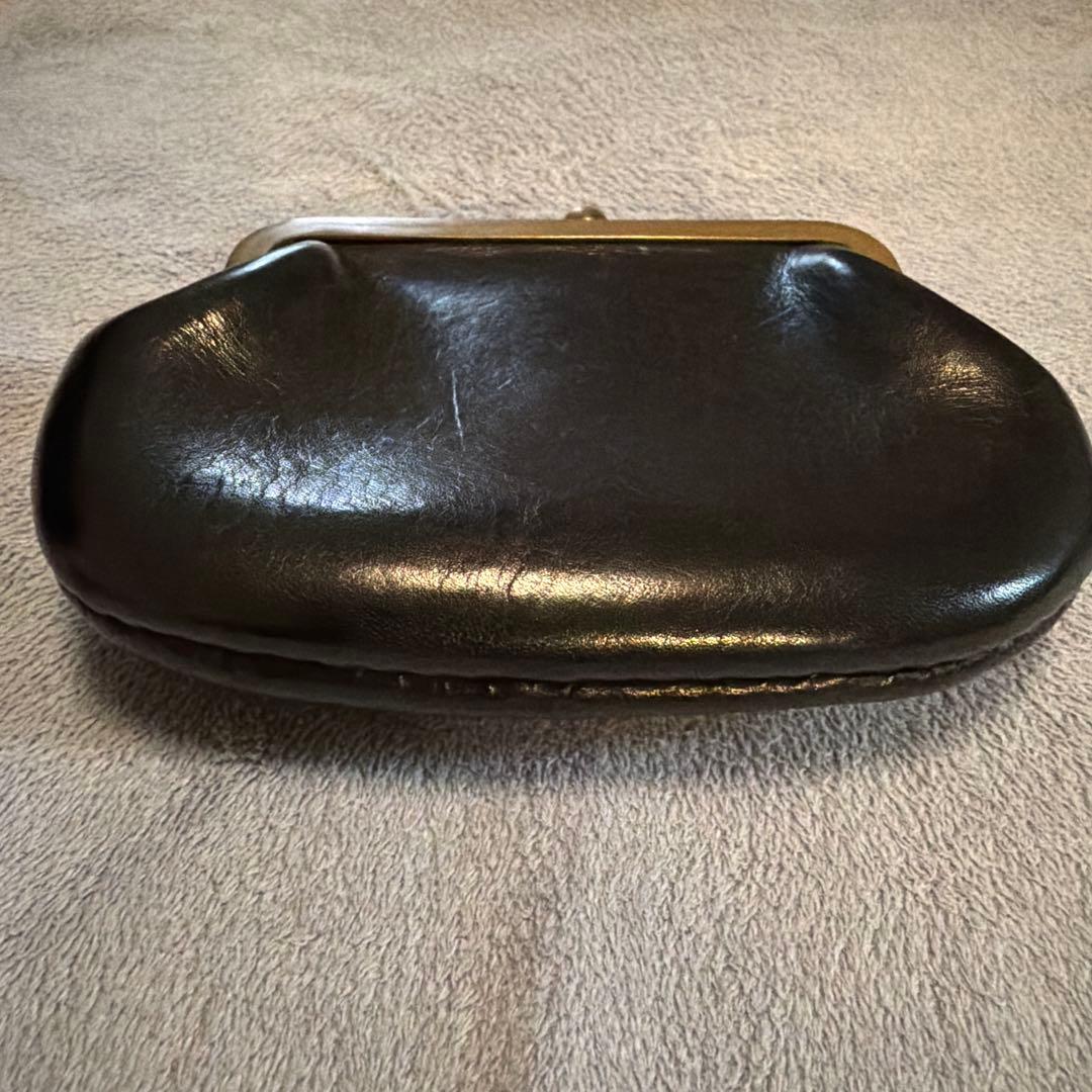 N25 黒のレザーがま口財布 Sサイズ