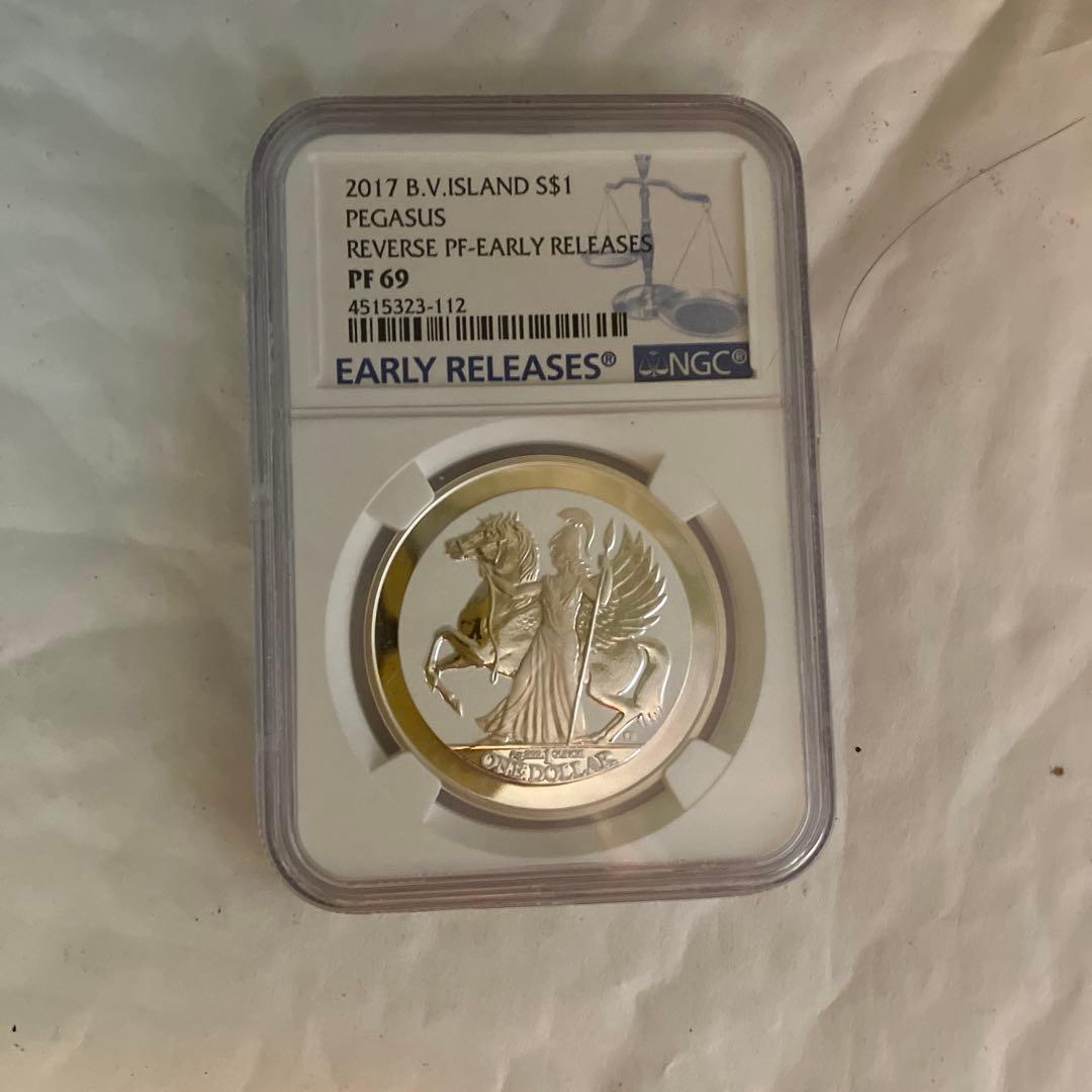 2017/イギリスヴァージン諸島/ペガサス/アテネ/NGCPF69/1oz銀貨/