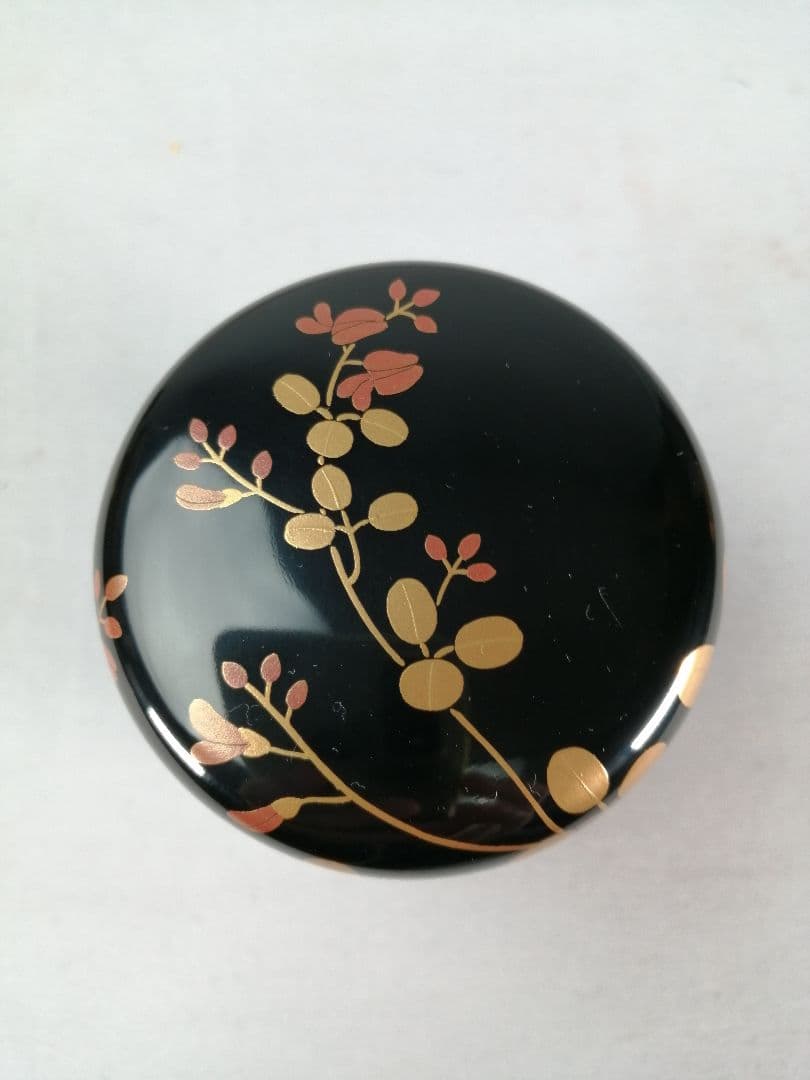 【茶事具】光月造　花蒔絵中棗　漆器　棗297