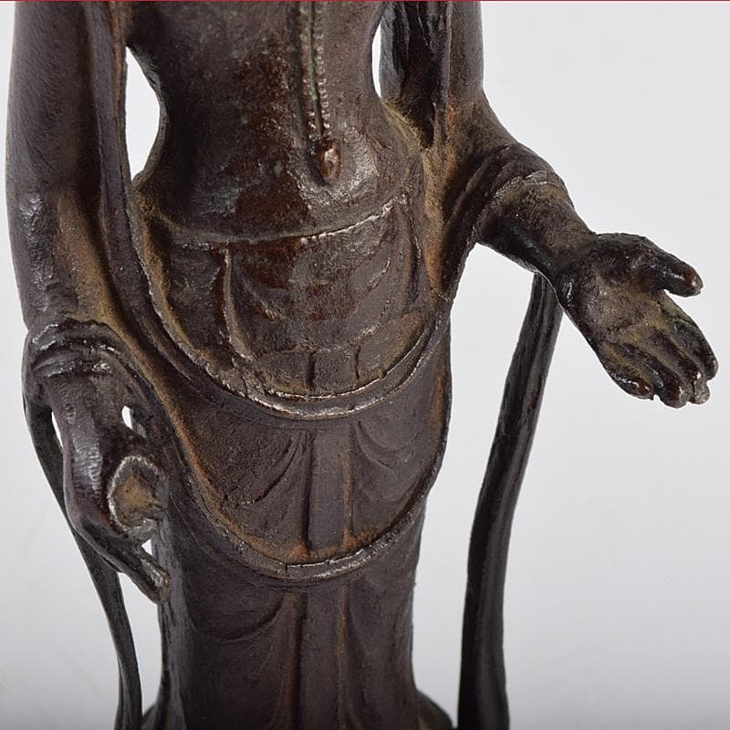 仏教美術　杉浦藤太朗作　ブロンズ　聖観音像　仏像　置物　共箱　D　R9514