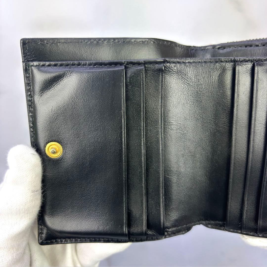 BOTTEGA VENETA スモール カセット 二つ折りファスナーウォレット黒