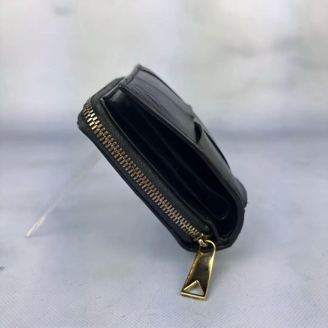 BOTTEGA VENETA スモール カセット 二つ折りファスナーウォレット黒
