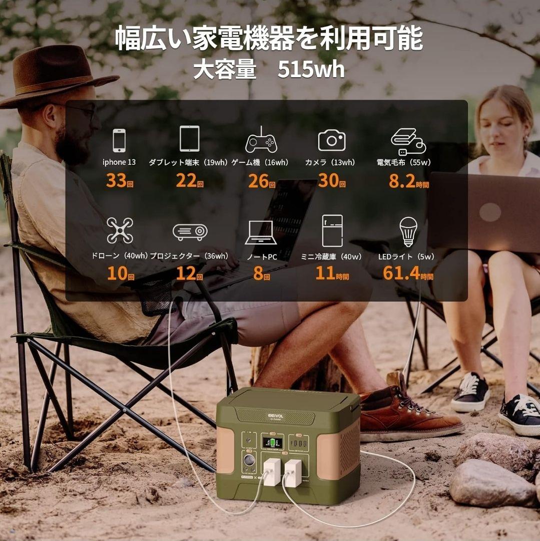 ●新品●EEIVOL E600 ポータブル電源 515Wh EVOPOW