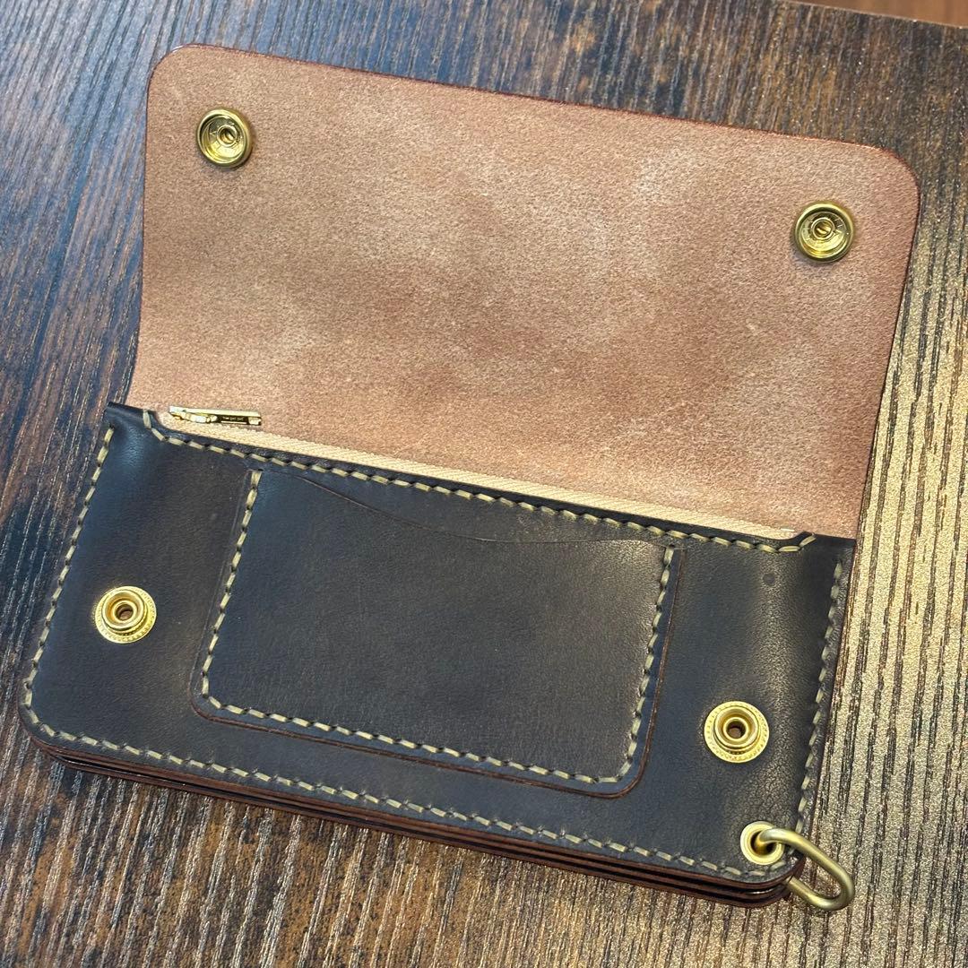 栃木レザー　トラッカーウォレット　茶芯ブラック