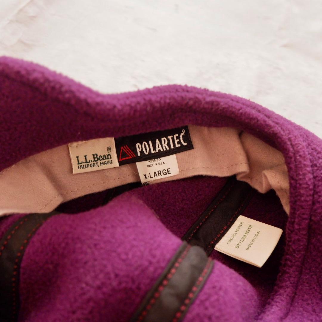 レア 80s 90s USA製 エルエルビーン フリース キャップ 筆記体 XL