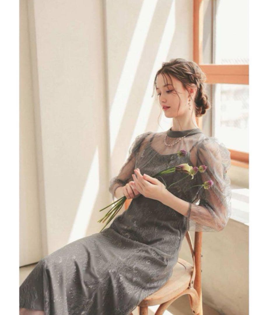 カ★新品タグ付き★ドリードール　ボレロレイヤードレースドレス　グレー