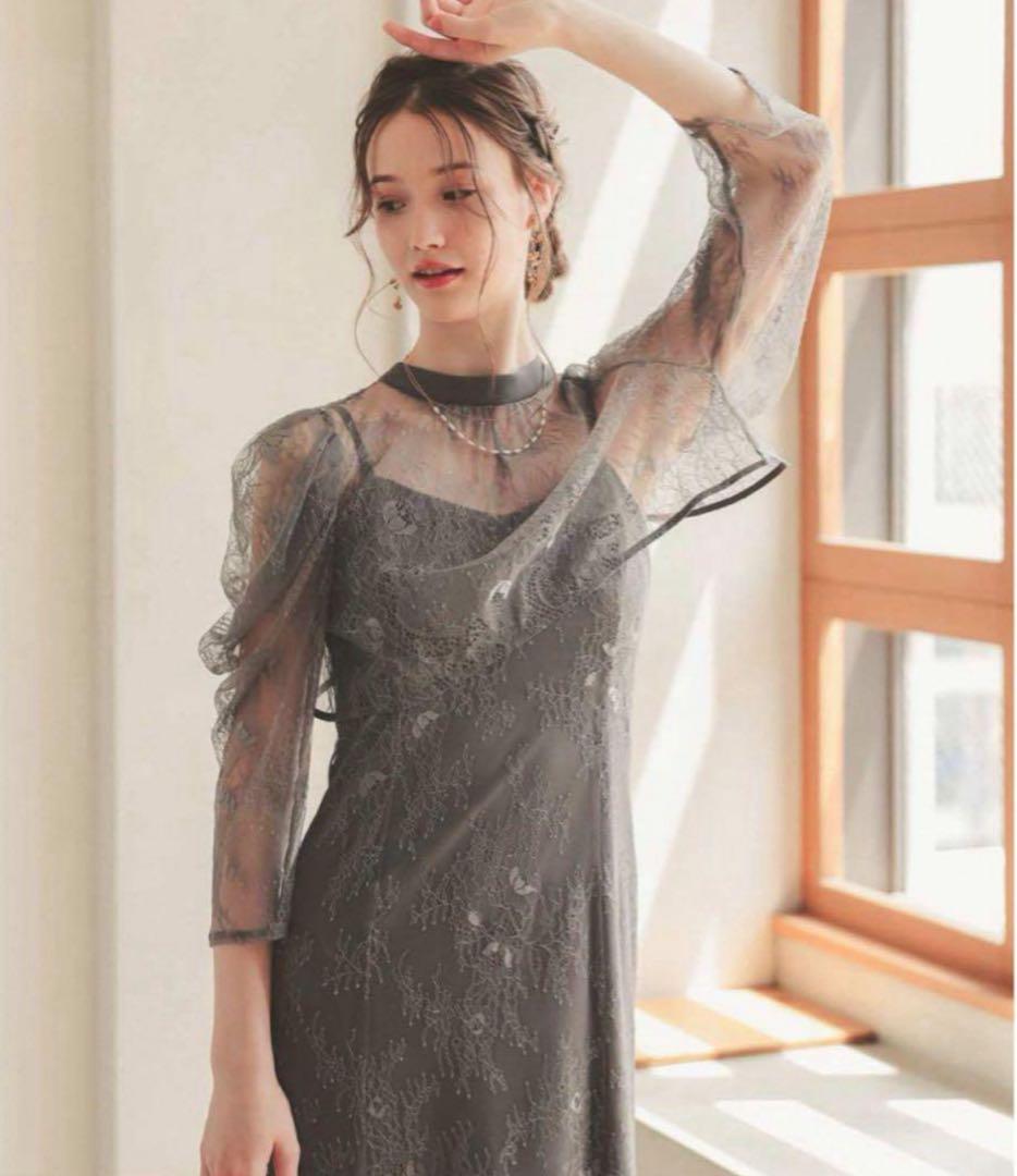 カ★新品タグ付き★ドリードール　ボレロレイヤードレースドレス　グレー