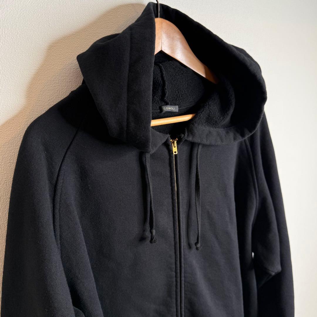 COMOLI コモリ 24aw コットン 裏毛ジップパーカー 黒 サイズ4