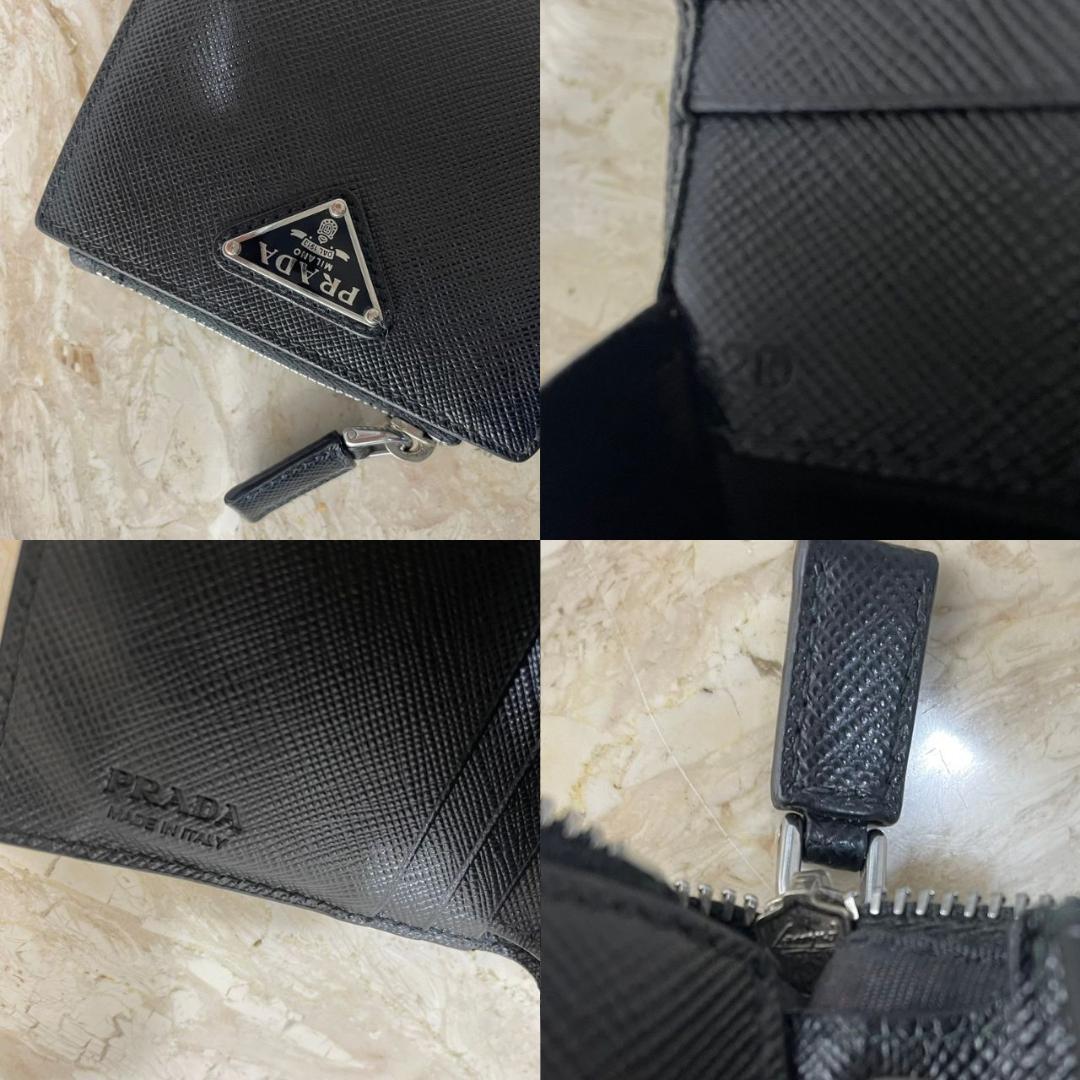 PRADA 二つ折り財布 プラダ サフィアーノ トライアングル 2MC066 黒