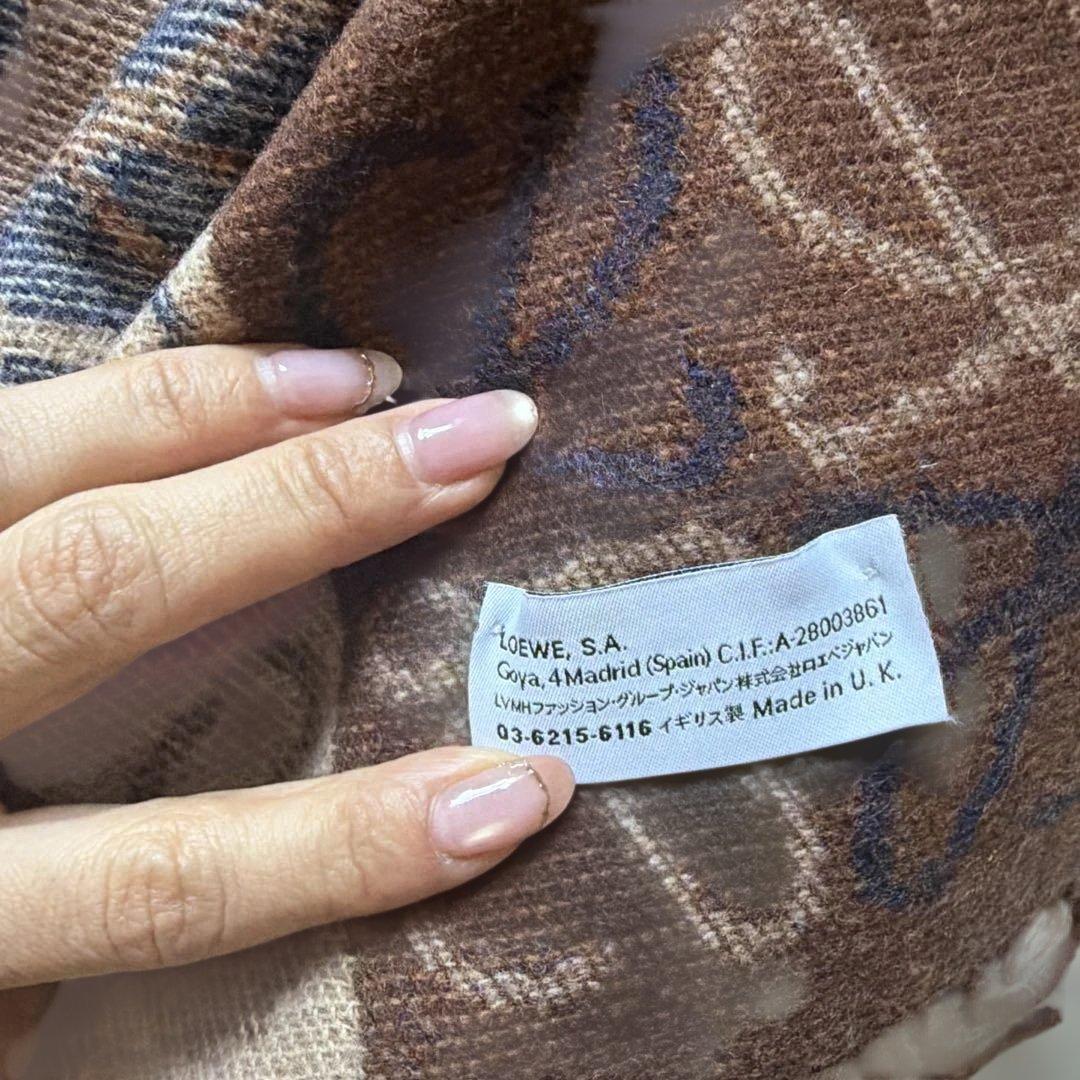 LOEWE ロエベ チェッカーボード スカーフ マフラー カシミヤ