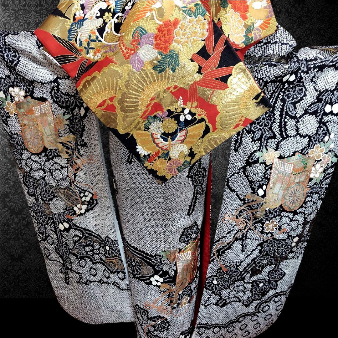 振袖フルセット(8点)・成人式・総絞り・本絞り・金駒刺繍・金彩加工・高級手縫い