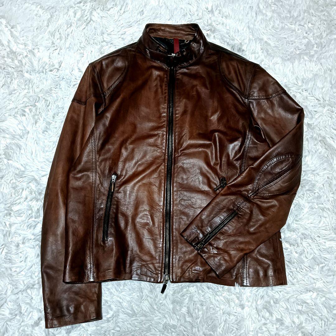 Vera Pelle　ライダースレザージャケット　柔らか軽量　シープスキン　54