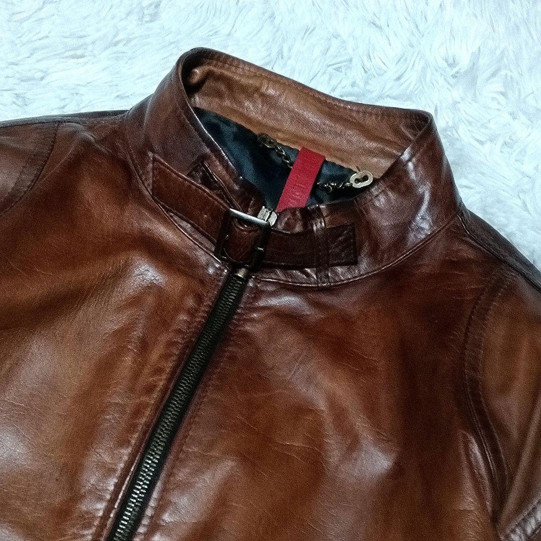 Vera Pelle　ライダースレザージャケット　柔らか軽量　シープスキン　54