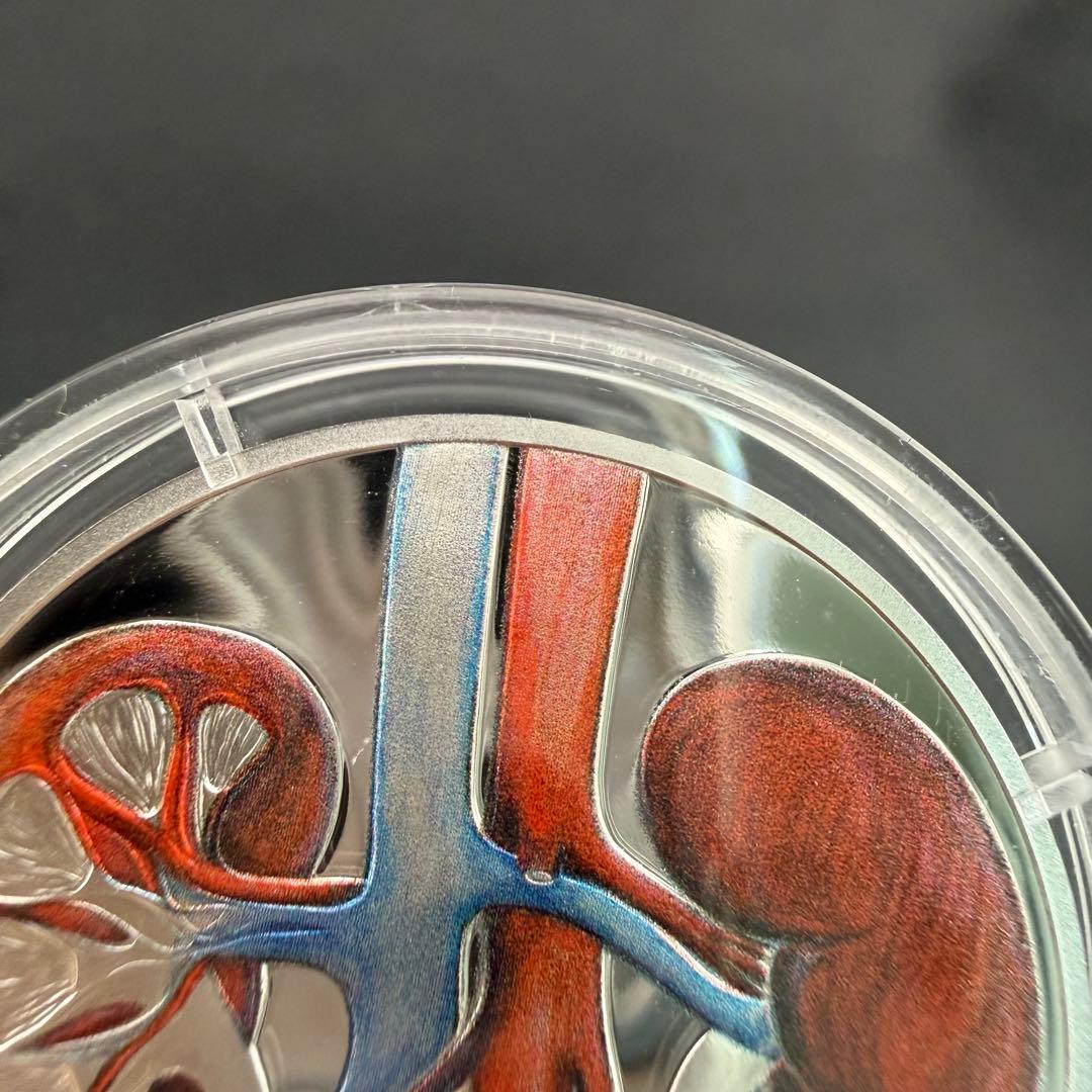 銀貨 プルーフ カラー 純銀 人体の仕組み 腎臓 1オンス 1oz COA