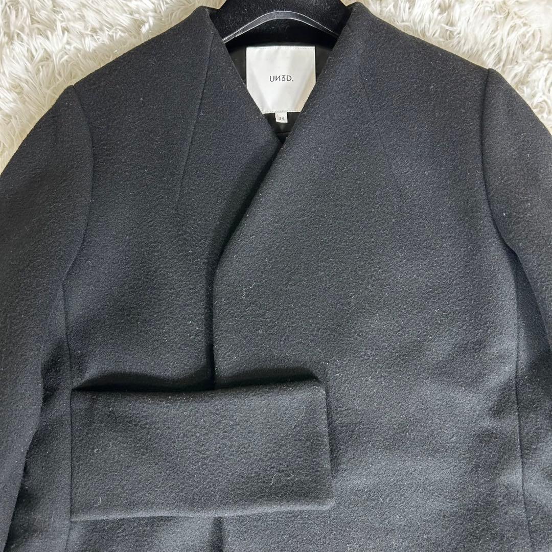 完売品✨UN3D. アンスリード アシンメトリー コート ノーカラー ブラック