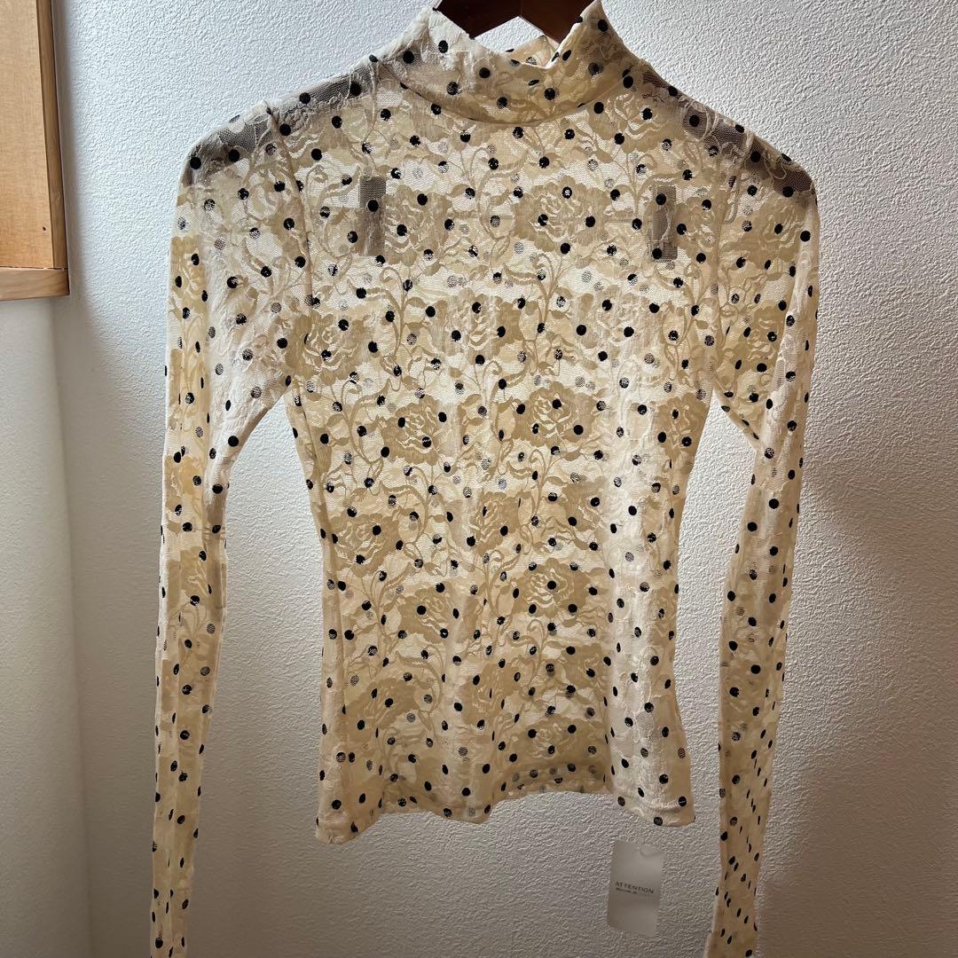 トップス DOT LACE SEE-THROUGH TOP (HIGH NECK)