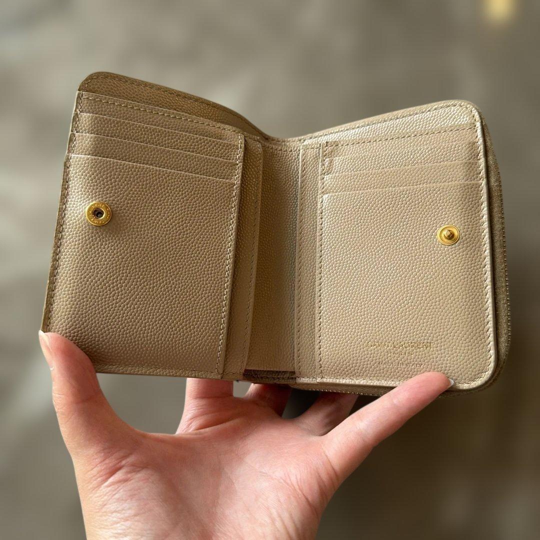 あ*み様 YSL 二つ折り財布 ベージュ キルティング