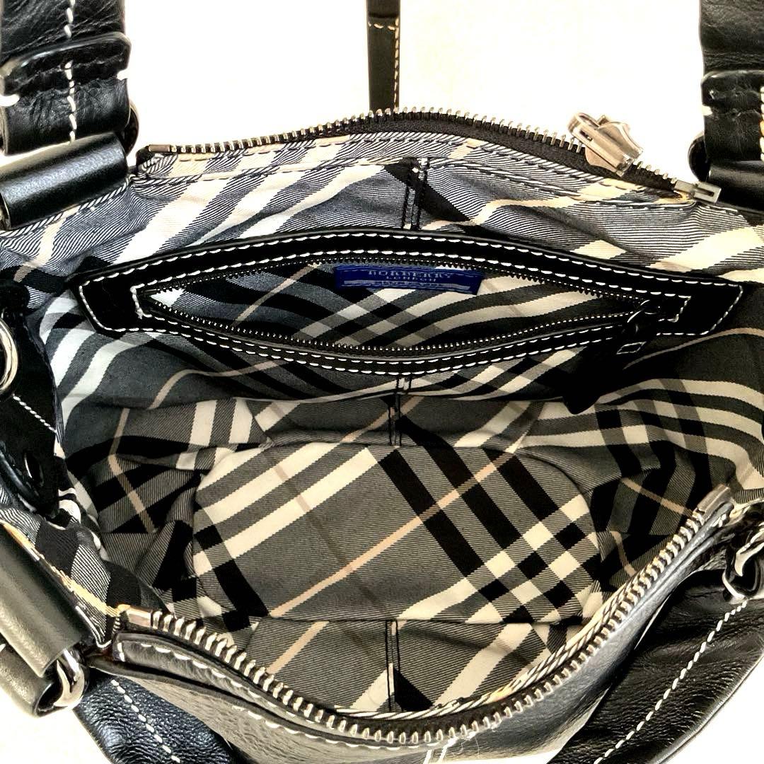 【美品】バーバリーショルダーバッグ オールレザー リバーシブル 黒 2way