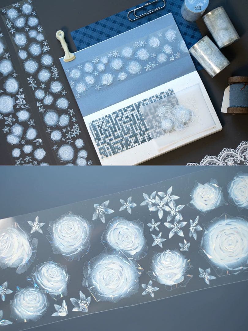 海外マスキングテープ巻売り 光之海 フラワー花 装飾マスキングテープ