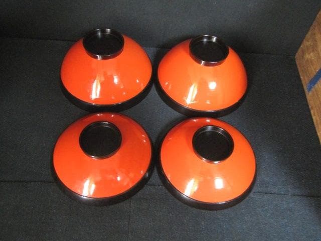 ★朱塗椀　楽器金蒔絵　吸物椀　木製漆器　和楽器　共箱蓋裏に銘　計10客★