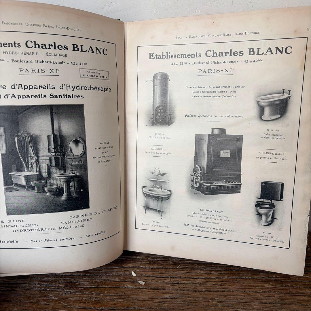 フランスアンティーク　水道工事　資料　内装 希少1921年　建築