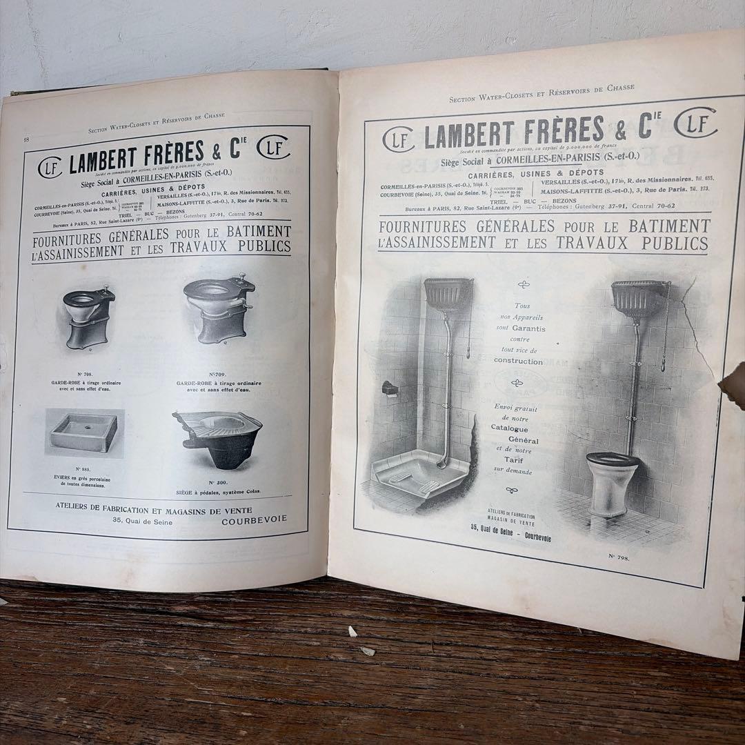 フランスアンティーク　水道工事　資料　内装 希少1921年　建築