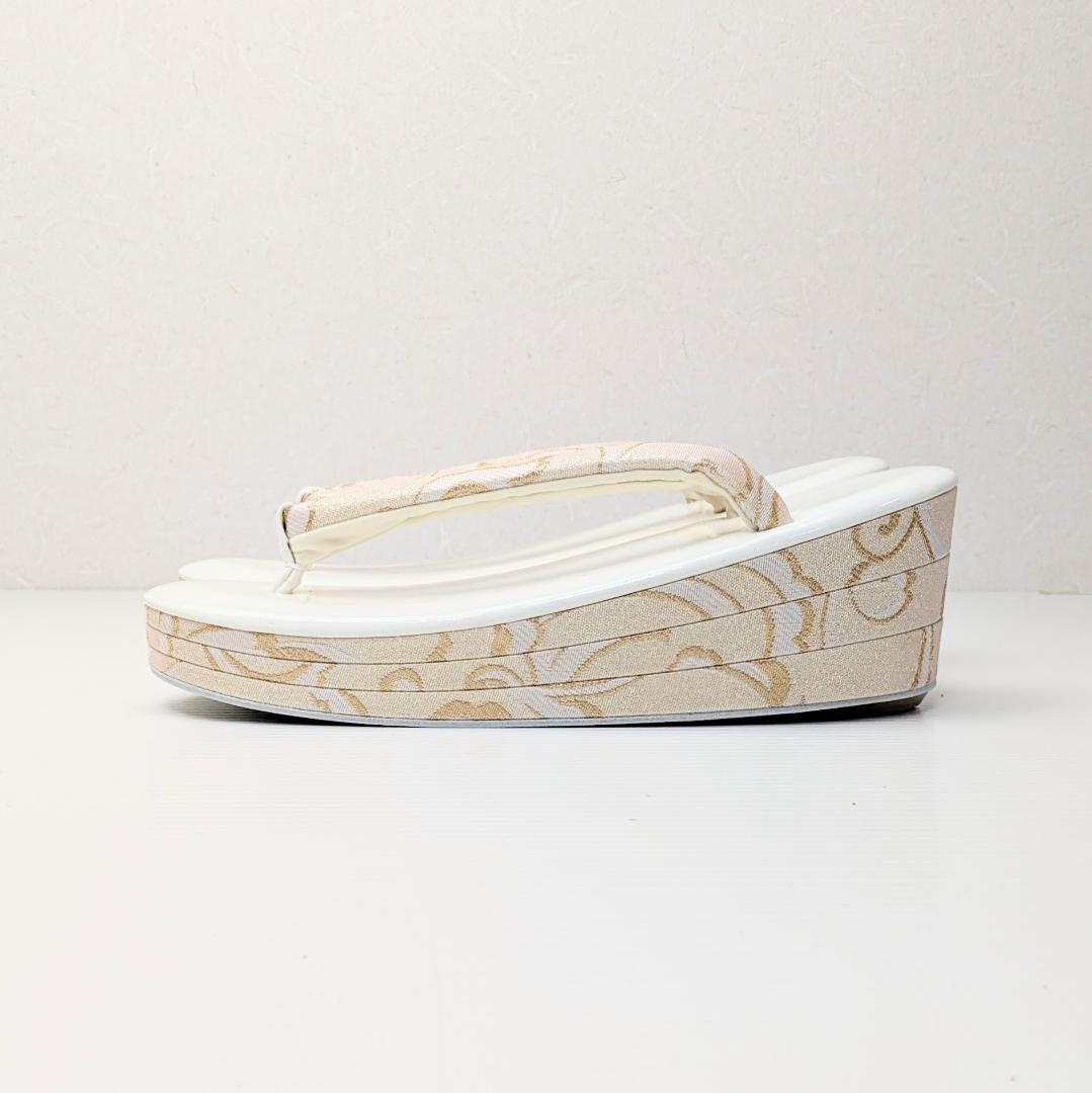 和装 草履 バッグ セット ゴールド 白 帯地 フリーサイズ u71-2