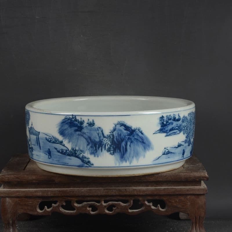 鯖山水  庭楼  筆洗  水仙の鉢  陶磁器 装飾品 現代工芸品美術品 置物