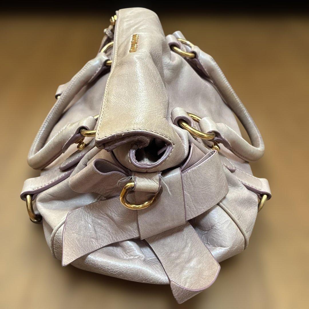 MIU MIU ミュウミュウ　2wayバッグ サイドリボン　くすみピンク