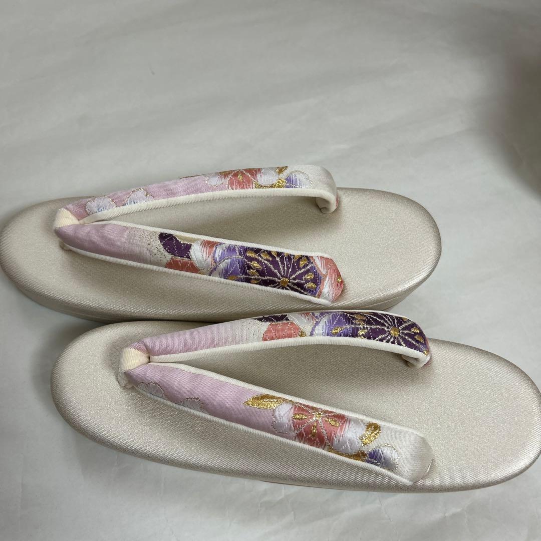 きょうこNo.38 和装　草履、バッグセット　　正絹　帯地　新品未使用