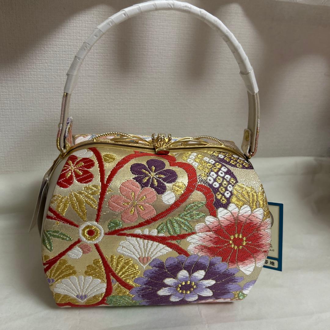 きょうこNo.38 和装　草履、バッグセット　　正絹　帯地　新品未使用