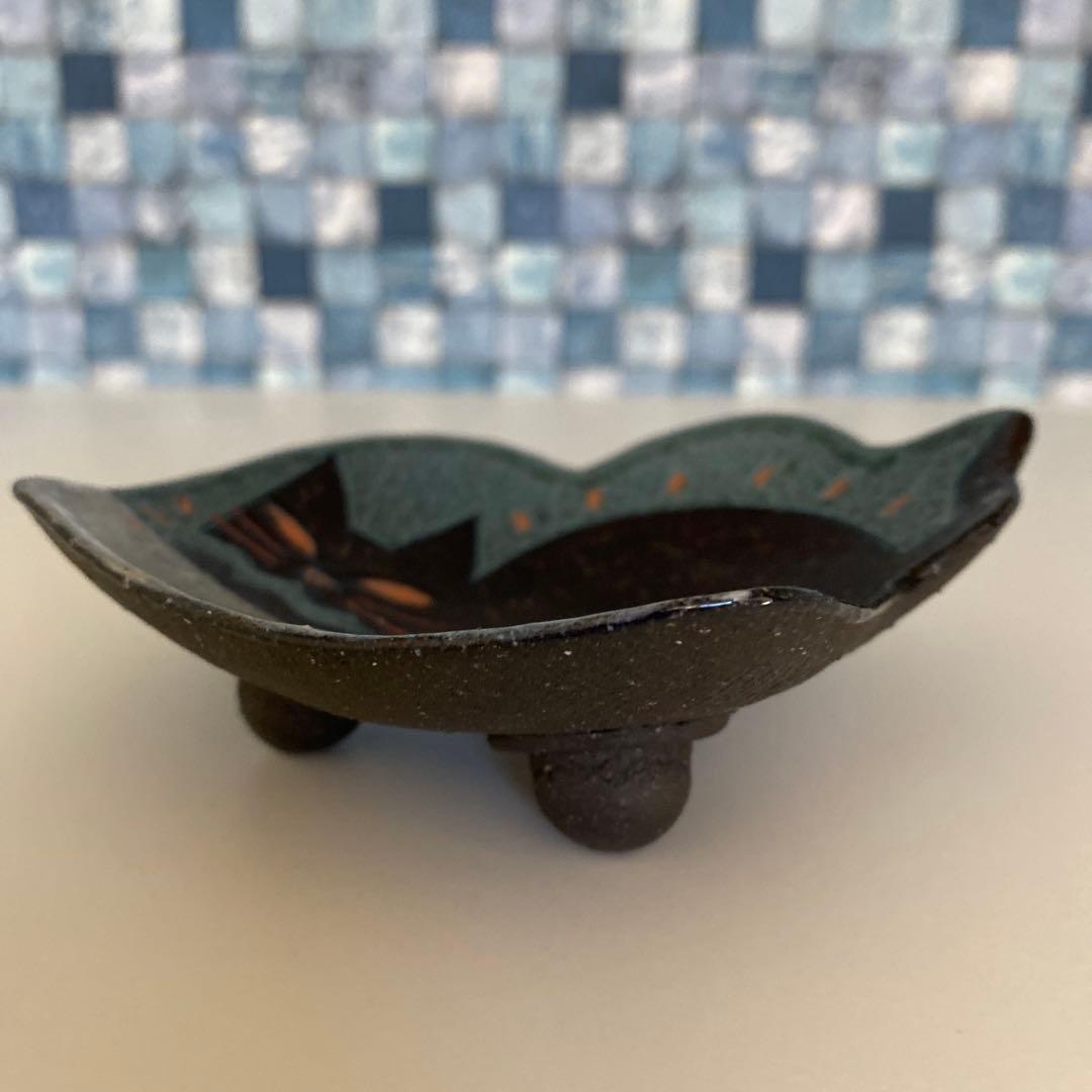 志村 観行＊海座工房＊猫・黒猫＊豆皿・飾り皿