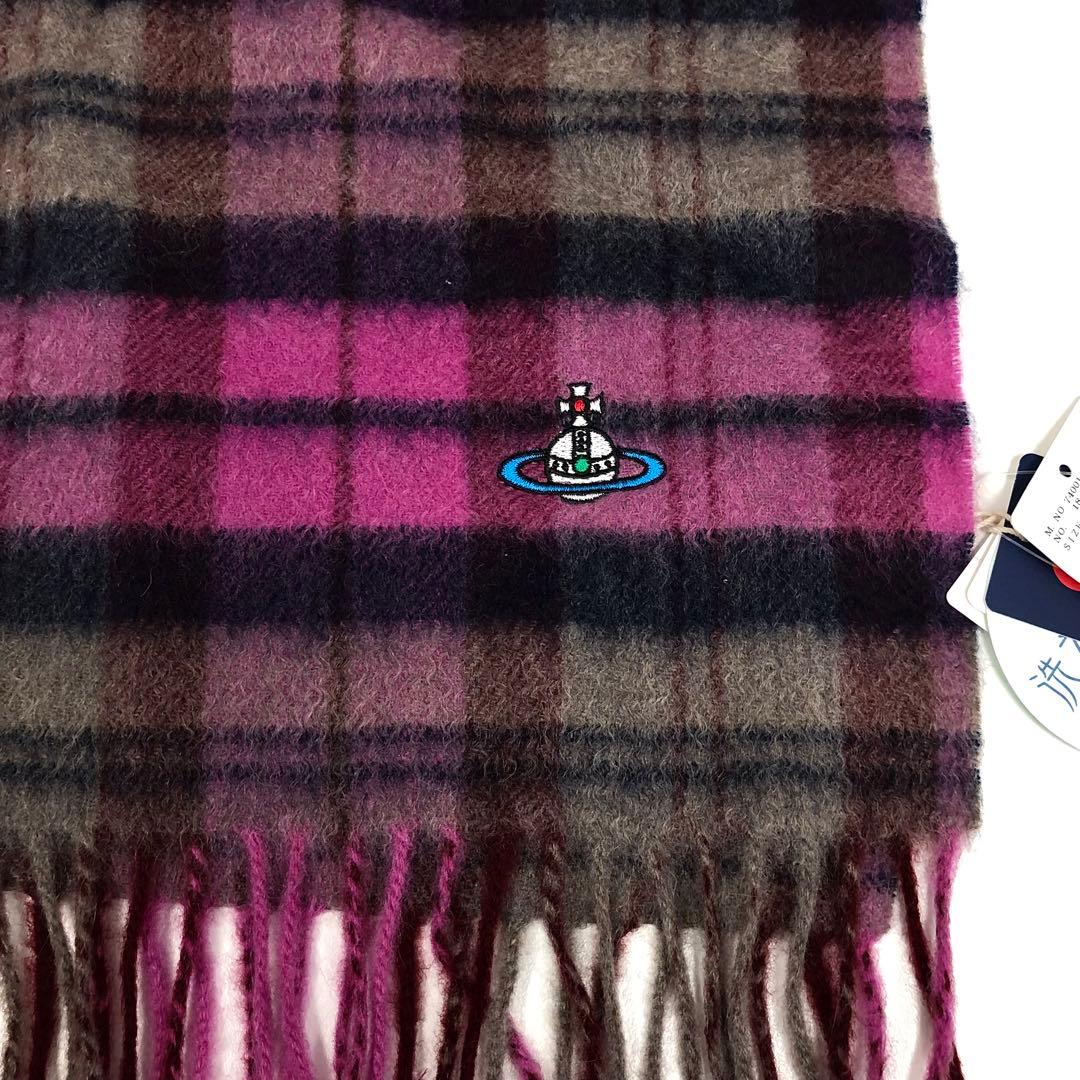 【36】 新品 ヴィヴィアン カシミヤ レディース マフラー ピンク チェック